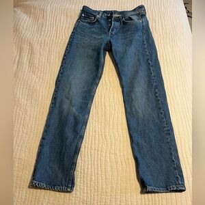 Arket Classic Women's Medium Wash Blue Denim Jeans Straight Leg Size 28